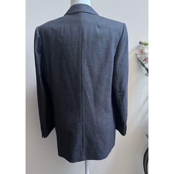 Vintage Harve Benard 100% Wool Double Breasted Blazer Striped Gray Women's 14 - Picture 2 of 9